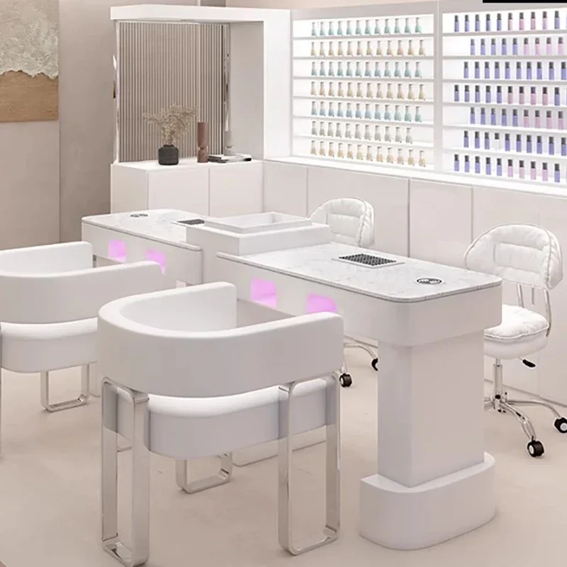 Commercial Nailtech Desk Modern Beauty Makeup Nail Station Table Professional Exquisite Mesas De Manicura Salon Furniture CY50NT