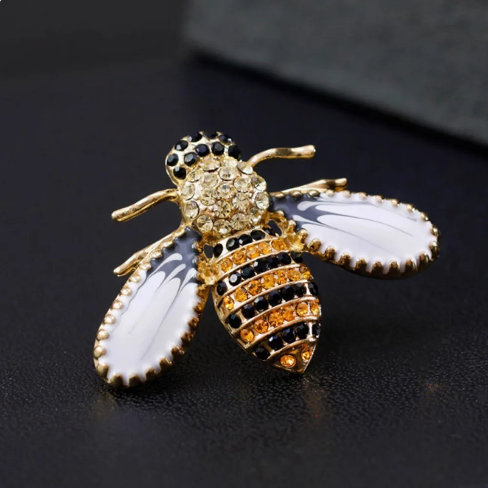 Fashionable pearl bee zircon brooch, anti-exposure pin for women, metal button to fix clothes, wedding party gift