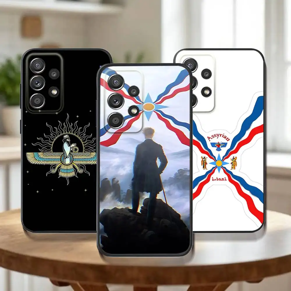 

A- Assyrian Flag Phone Case For Samsung Galaxy A73,31,32,72,41,53,52,71,22,5G,Note,J7,8,9 Soft Black Cover