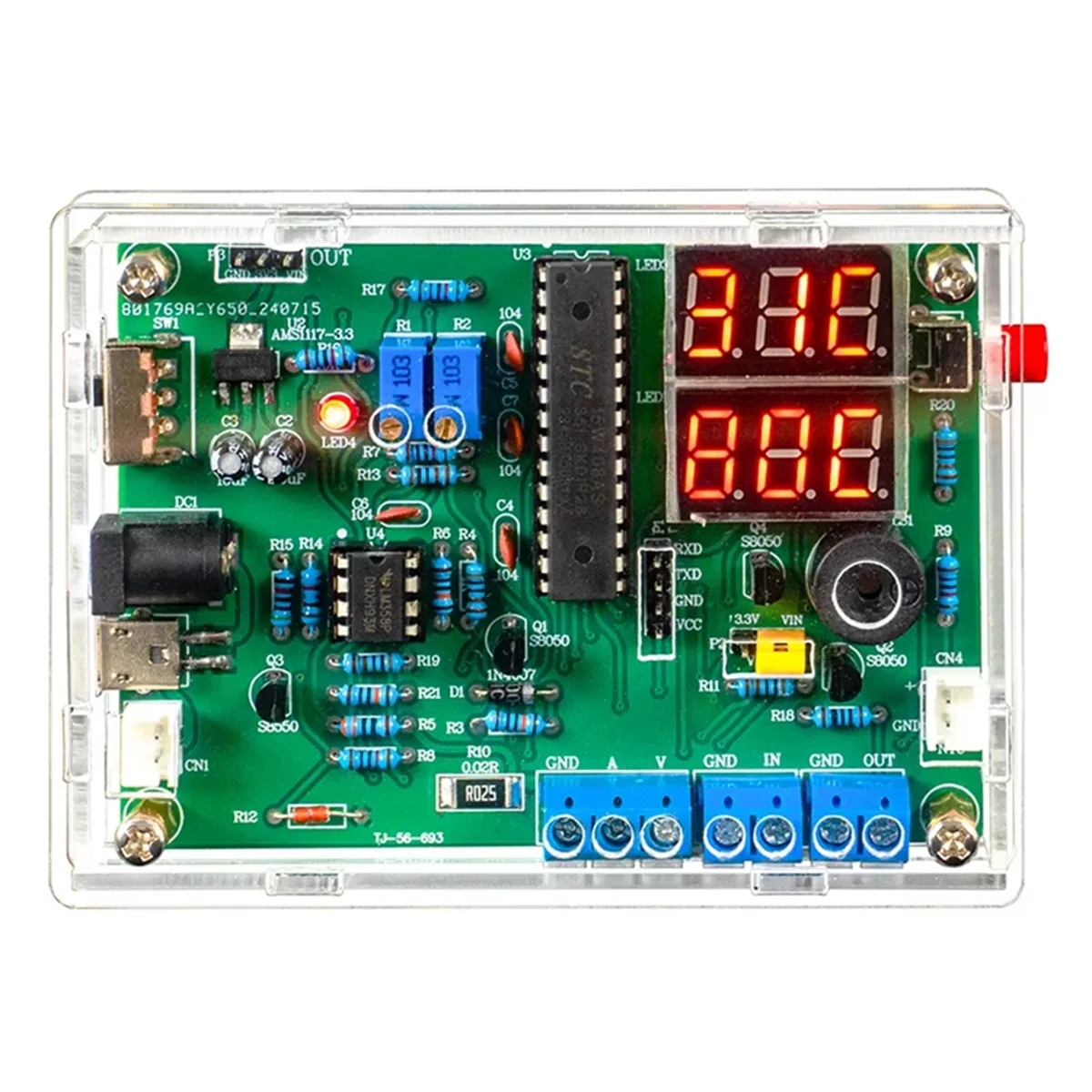 A72P Multi-Function Meter DIY Soldering Kit Voltage Current Temperature Measurement PWM Signal Generator Loose Parts No Shell