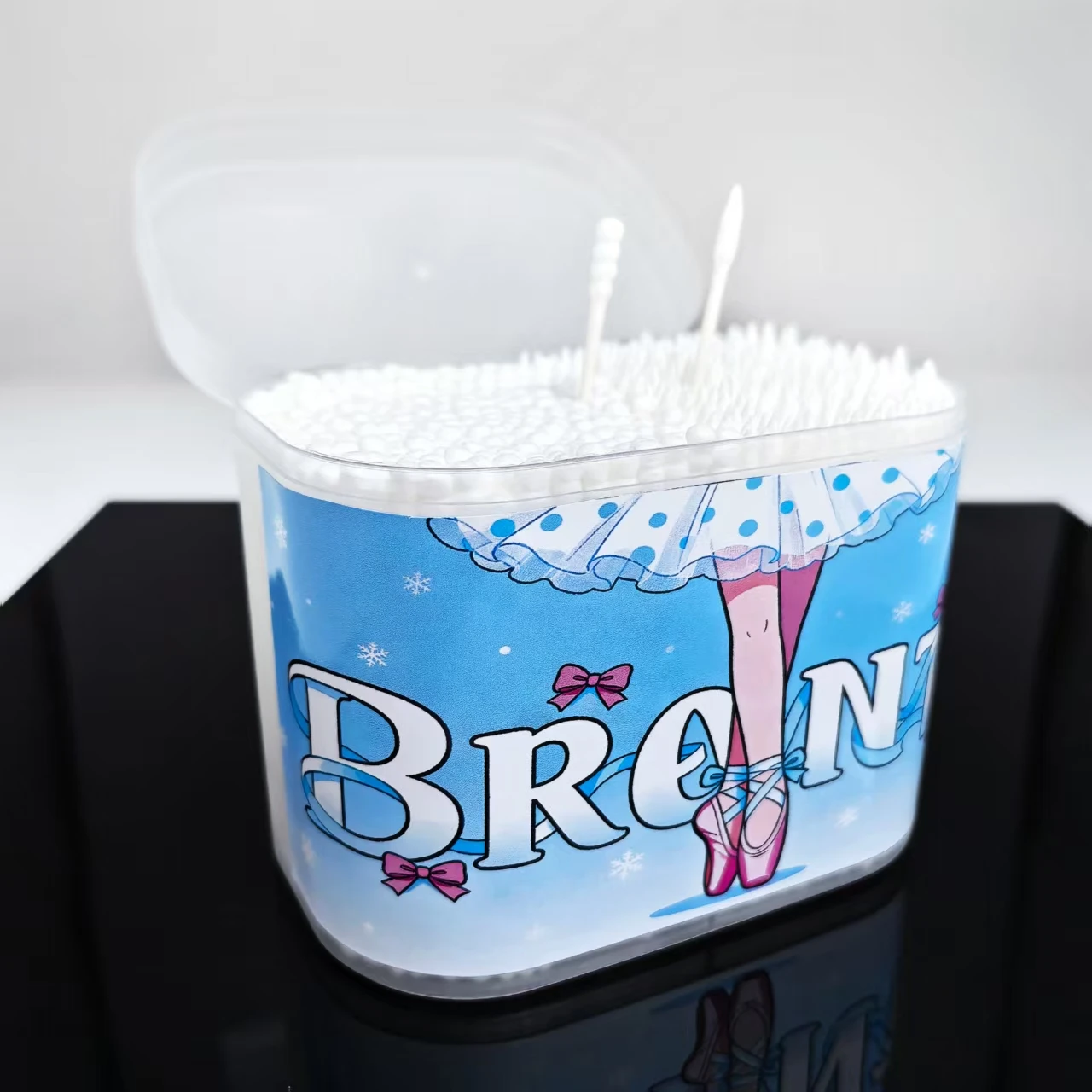 600 قطعة من مسحات القطن ذات العمود النحيف المدمجة بنمط الباليه الإبداعي، مسحات قطنية مدمجة مزدوجة الأطراف للتنظيف اليومي