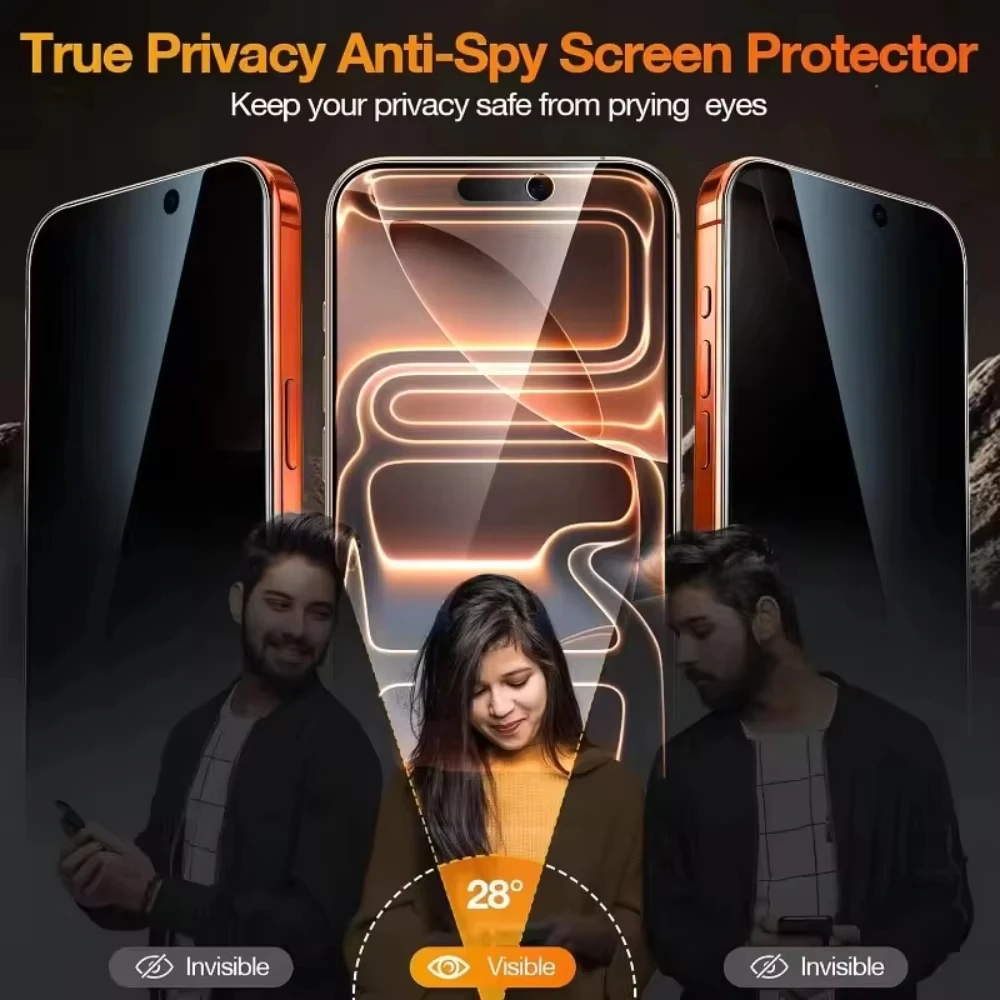Picture 3: 5Pcs Privacy Screen Protector For IPhone 18 17 Pro Max 16 14 11 12 13 15 Pro 6 7 XR XS Max Anti-spy Dust Free Easy Install Glass