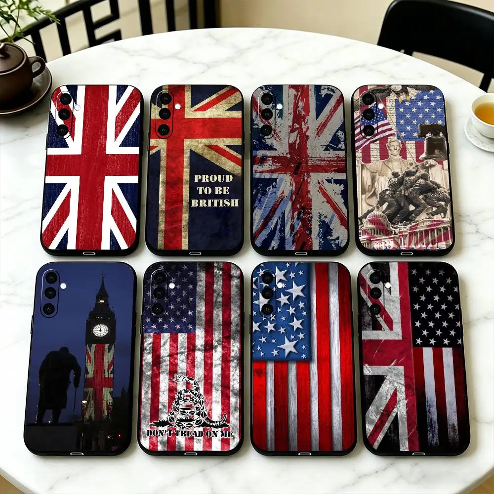 British National Flags Culture Phone Case Black Silicone Soft For Samsung Galaxy A73,A72,A71,A70,A53,A52,A51