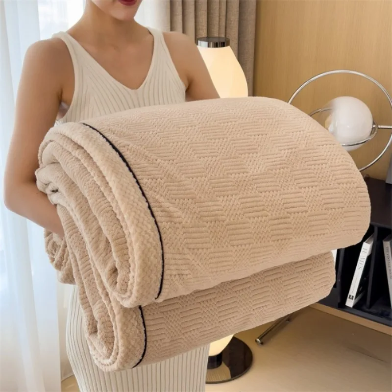 

2024 New Class A Warm Fleece Jacquard Engraved Multifunctional Blanket Thickened Winter Blanket Nap Sofa Blanket Sheet