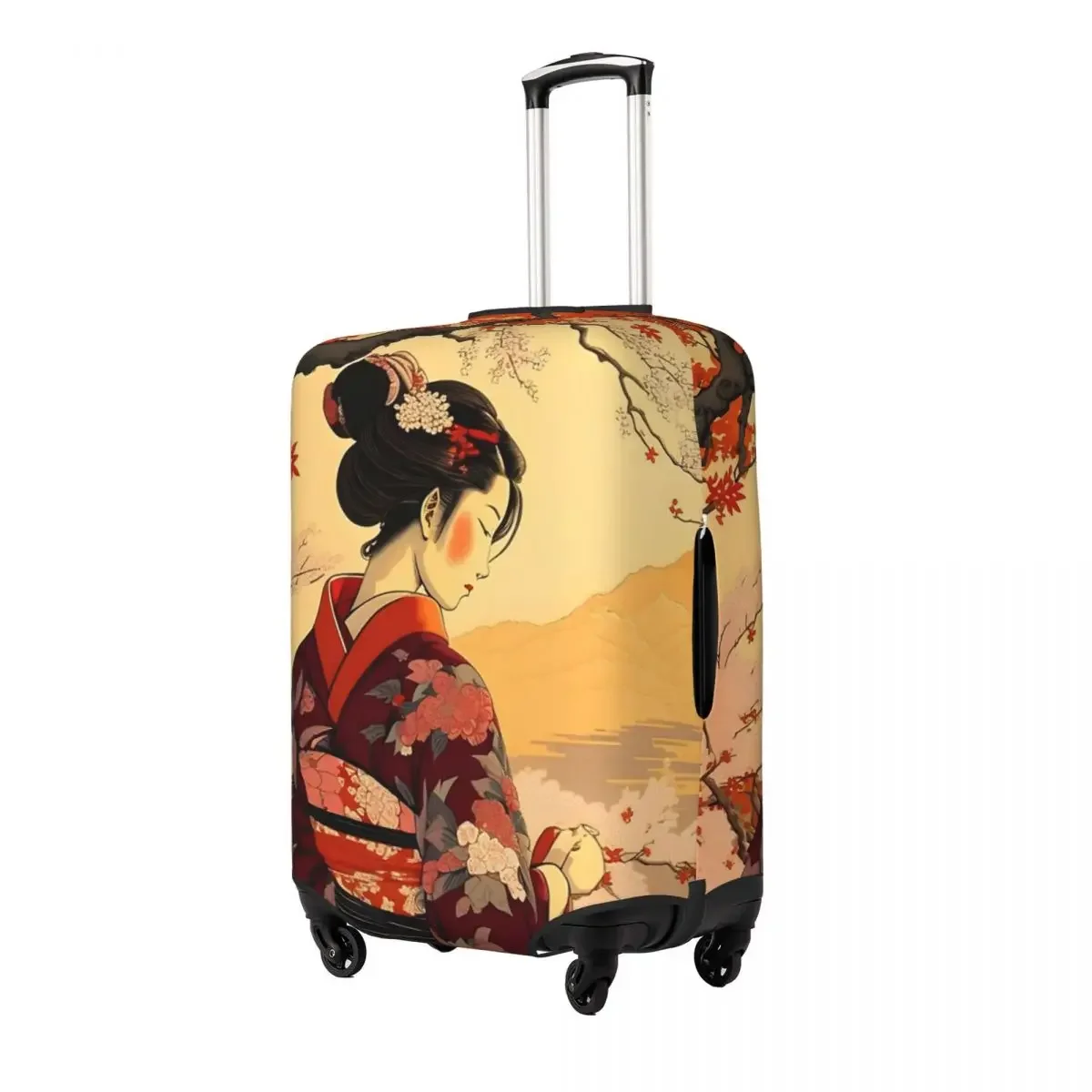 Japanese Geisha Art Print Luggage Protective Dust Covers Elastic Waterproof 18-32inch Suitcase Cover Travel Accessories