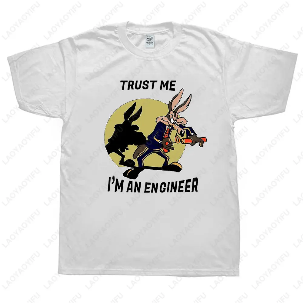 ثق بي أنا مهندس عربة ذئب القطن تي شيرت البلوز البيسبول البلوز الرجال النساء للجنسين فضفاض صديقها هدية قميص #5