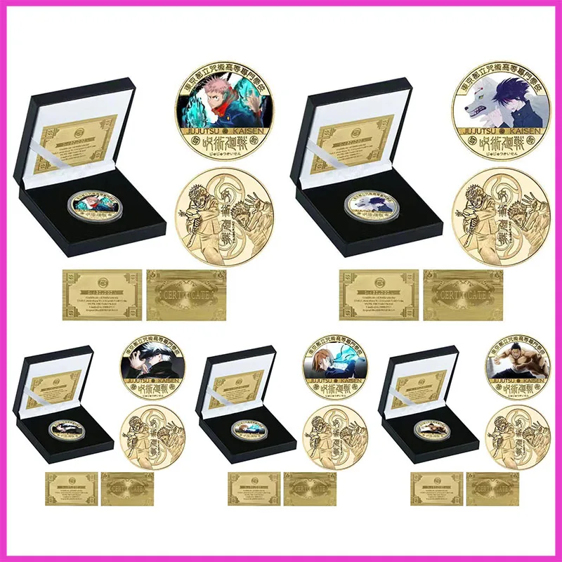 Anime Jujutsu Kaisen Rare Metal Games Collectible Coins Itadori Yuji Fushiguro Megumi Satoru Gojo Toys for Boys Birthday Gift