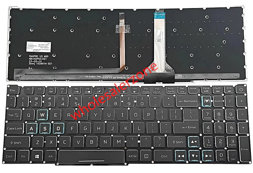 US colorful backlit Keyboard For Acer Predator Helios 300 PH315-54 PH315-54-760s N20C3 PH317-55 PH317-55-793Z N20C11 PH317-56