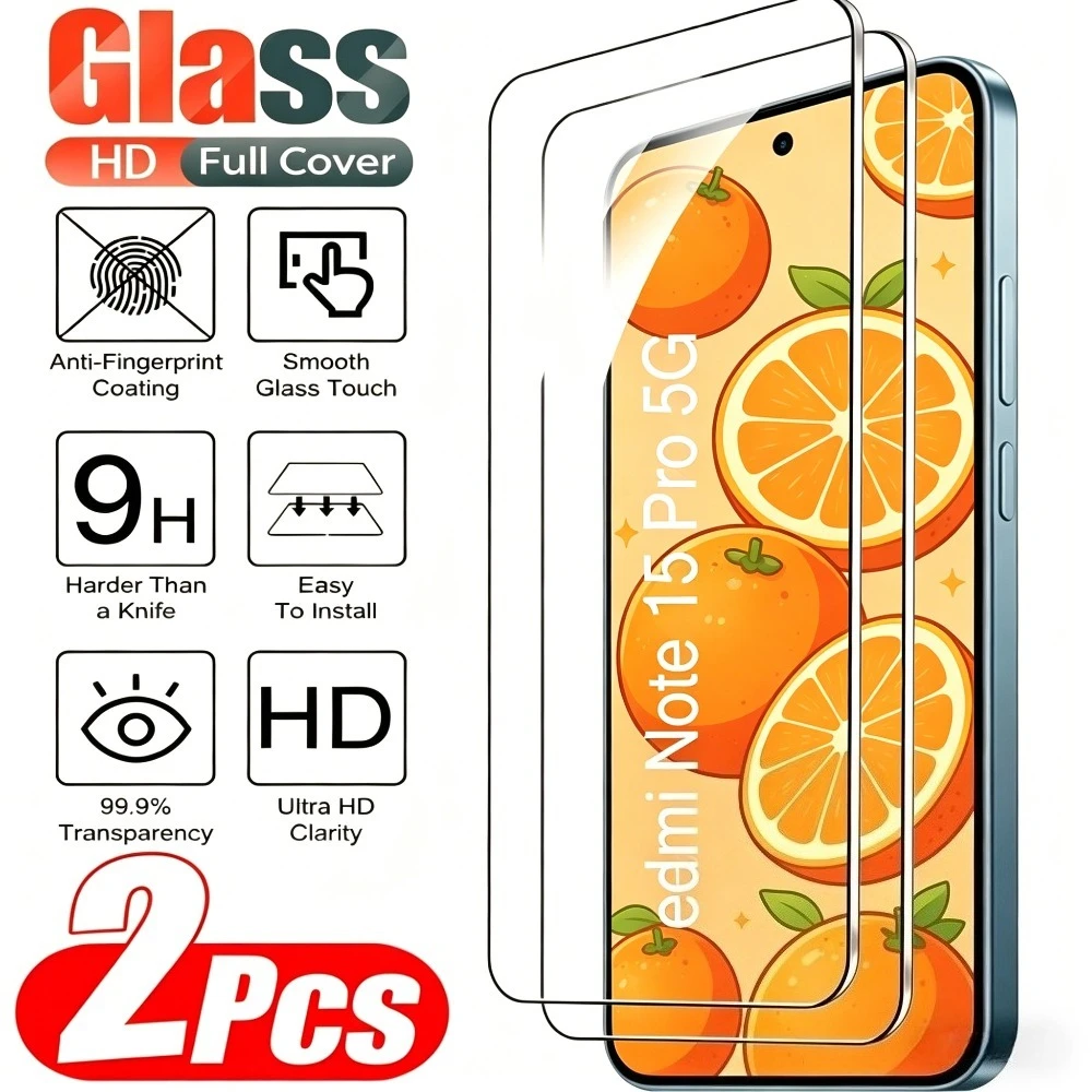 

2Pcs Ultra Clear Tempered Glass for Redmi Note 15 Pro 5G 14 13 12 Pro 14S 12S Screen Protector for Redmi 15C 14C 13C 12C 10A 9A