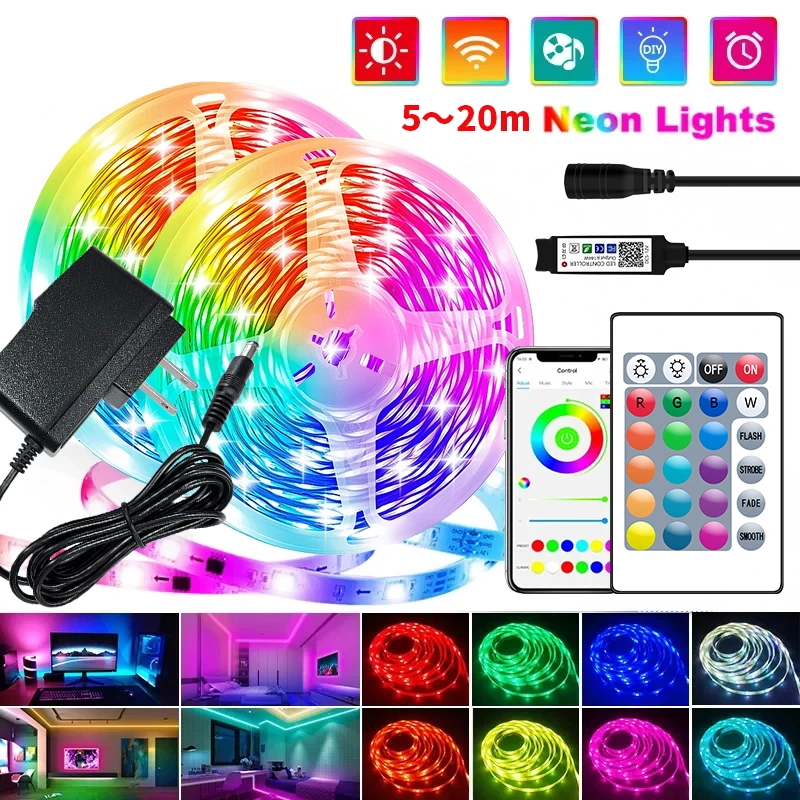 30 LEDS/meter LED Strip Bluetooth APP Control With Battery And US plug Power Supply For Home Decoration  And Ambient Lighting