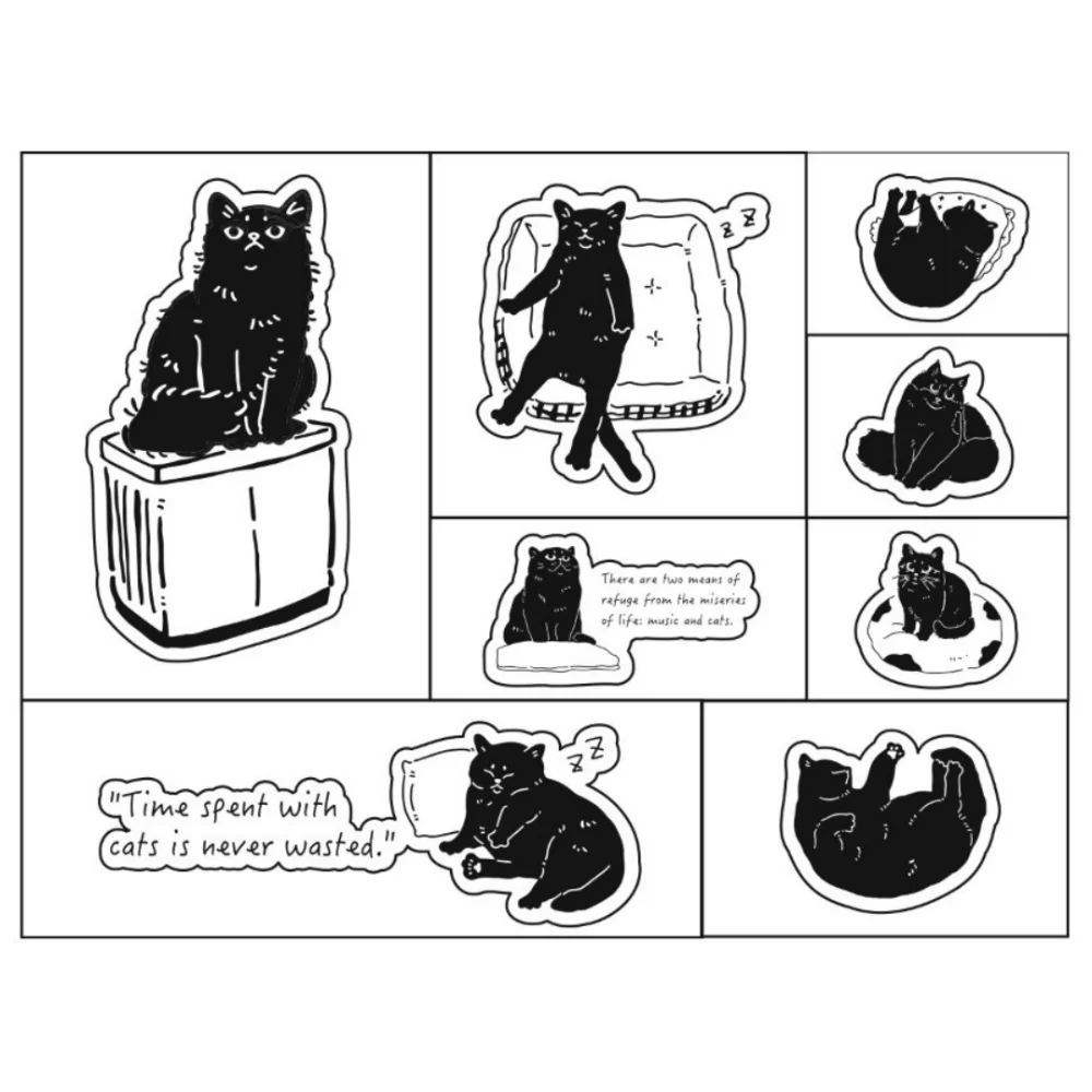 8pcs New Wooden Stamp Set Cartoon Cat DIY Crafts Hand Carved Stamps Stationery Supplies Scrapbooking Stamps for Children Kids