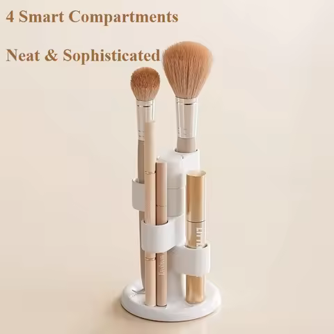 Desktop Rotating Makeup Brush Holder Desktop Grid Storage Dresser Blush Brush Loose Powder Brush Eyebrow Pencil Eyeliner Shelf