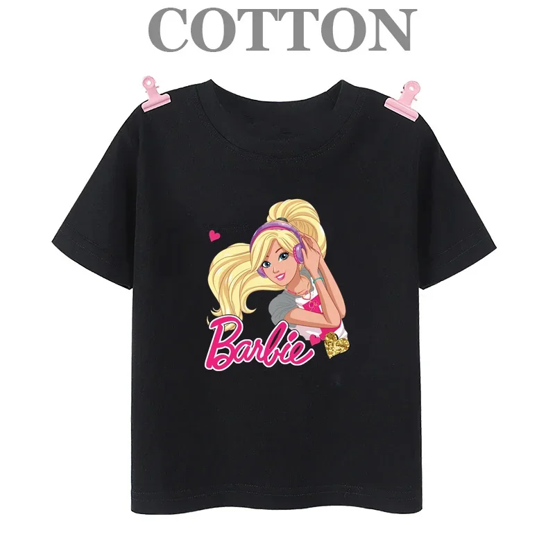 Pure Cotton T-Shirt Barbies Kawaii Anime Cartoons Children Kid Boy Girl Tee Fashion Harajuku Cute Beautiful Casual Clothes Tops