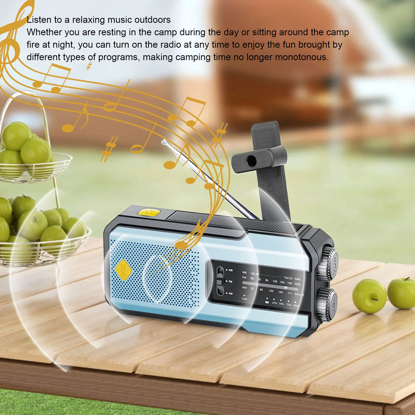 Hand Crank Radio Type C Charging Extendable Antenna LED Flashlight AM FM WB ABS Housing Outdoor Radio for Daily Life Emergency