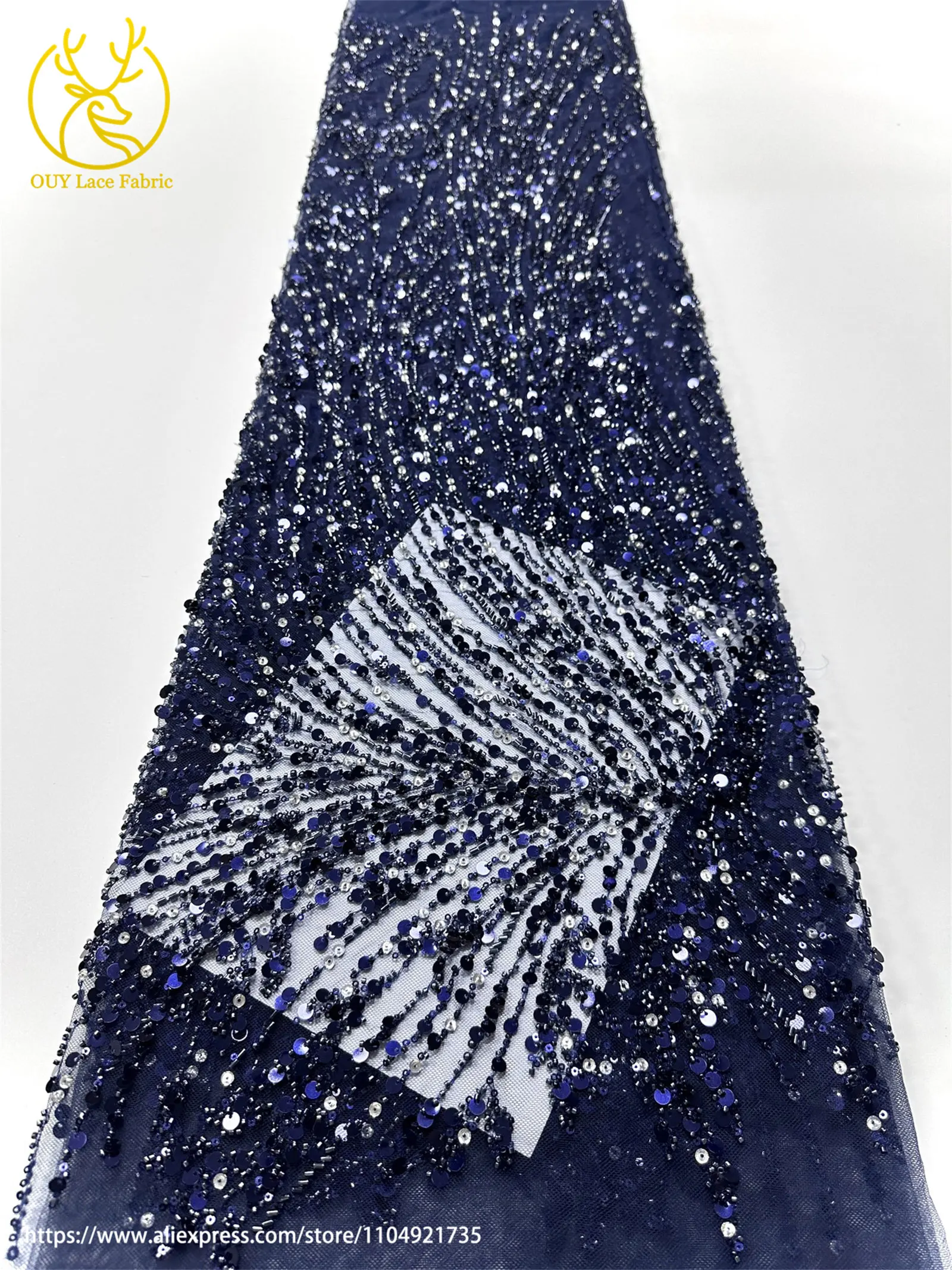 Goldene Afrikanische Pailletten-Perlen-Spitze für Bräutigamkleid 2026 Luxuriöse Französische Nigerianische Bestickte Tüllspitze für Partykleider – Detail 24