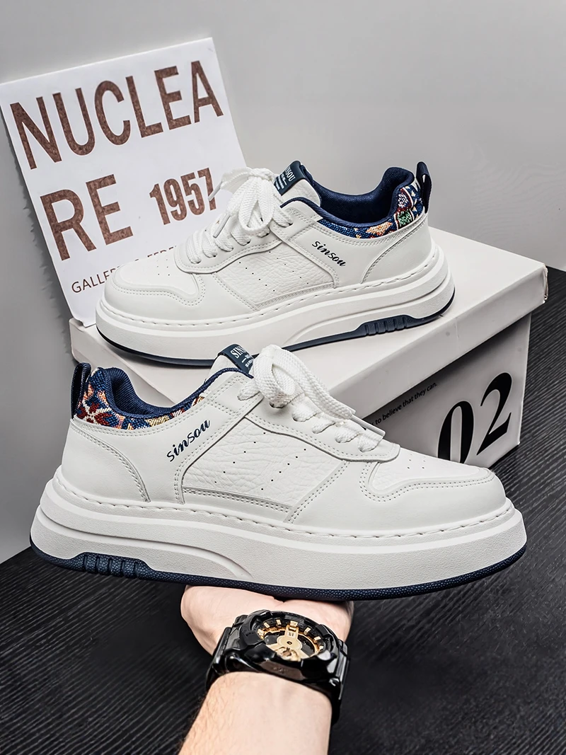 

Men's Sporty Thick Bottom Casual Shoes 2026 New Style Summer Versatile Heightening White Board Shoes Fashionable Trendy