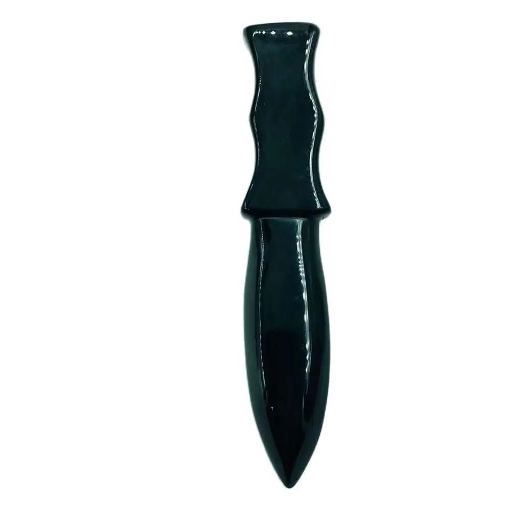 

15mm Natural Obsidian Crystal Protection Stone Carved Dagger Mineral Crafts Men Gifts Magic Talisman Sword Witch Supplies