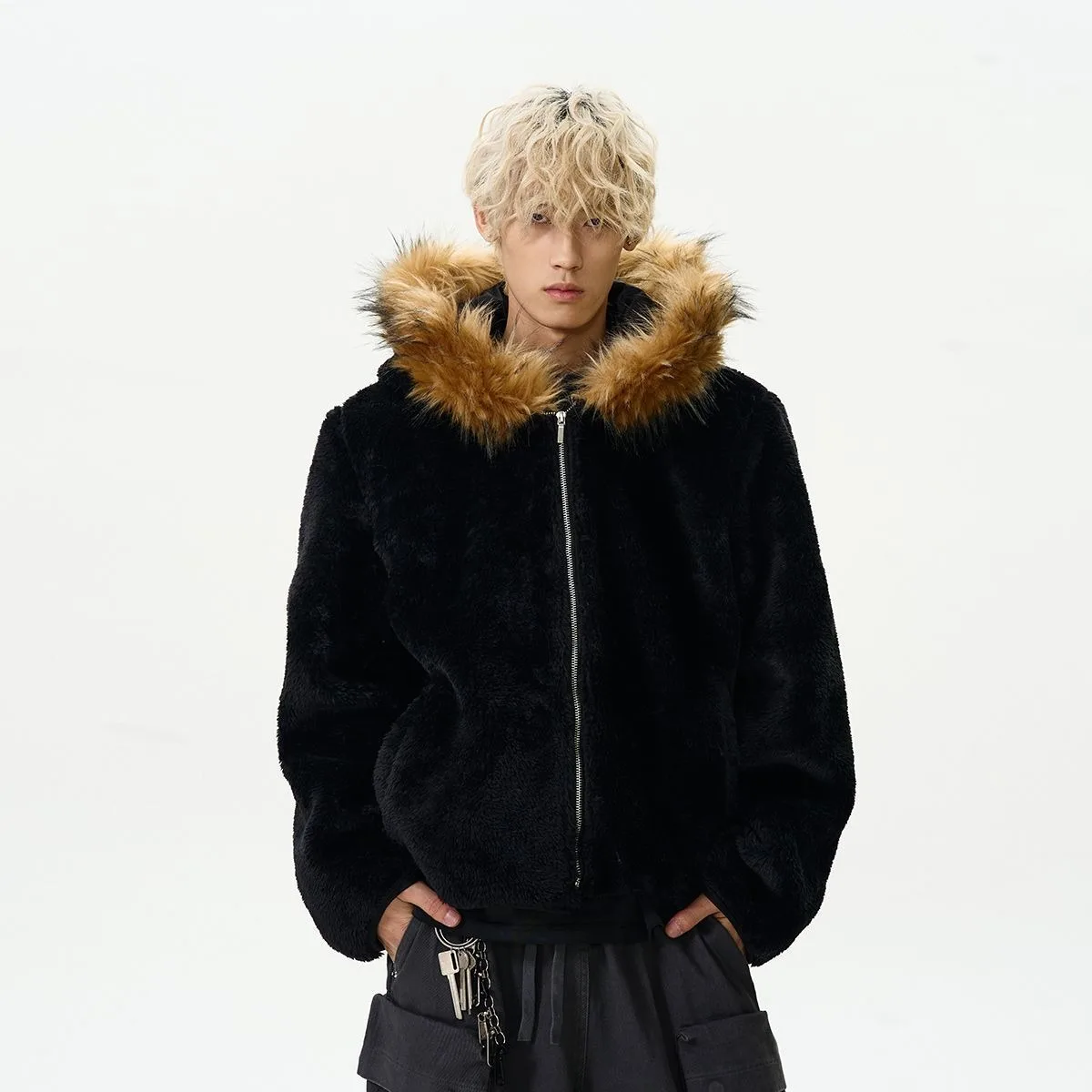 الشباب نمط سترة دافئة وباردة برهان الاتجاه 2024 أزياء الرجال الشتاء الدافئة معطف مقنع #1