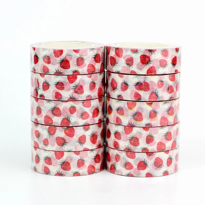 10PCS./lot Decor Cute Strawberry Fruit Washi Tapes DIY Scrapbooking Planner Adhesive Masking Tapes Cute Papeleria