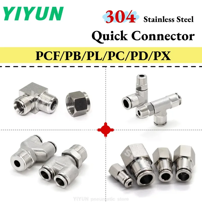 PCF10 PCF12 PCF14 PCF16 PB10 PB12 PB14 PB16 PL10 PL12 PL14 16 PC4 PC6 PC8 PD PX-01 02 03 04 304 stainless steel Quick Connector