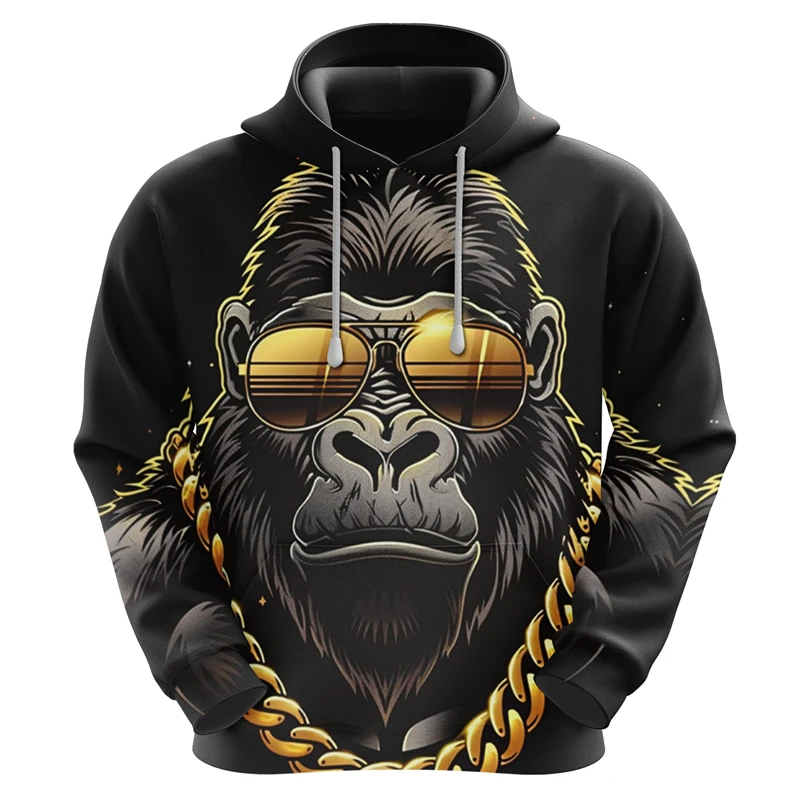 Autumn 3D Printed Funny Monkey Men's Hoodies Orangutan Animal Graphic Sweatshirts Casual Fashion Pullovers Top Unisex Streetwear