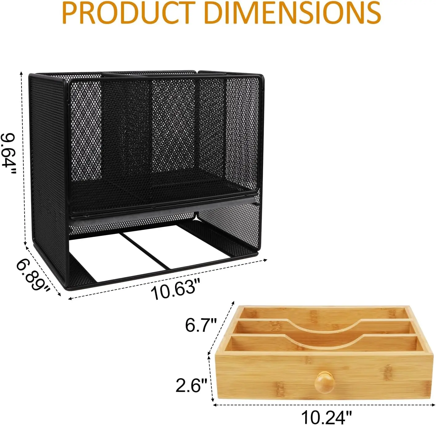 2-in-1 Kitchen Utensil Holder with Drawer & Quick-Dry Diatomite Pad