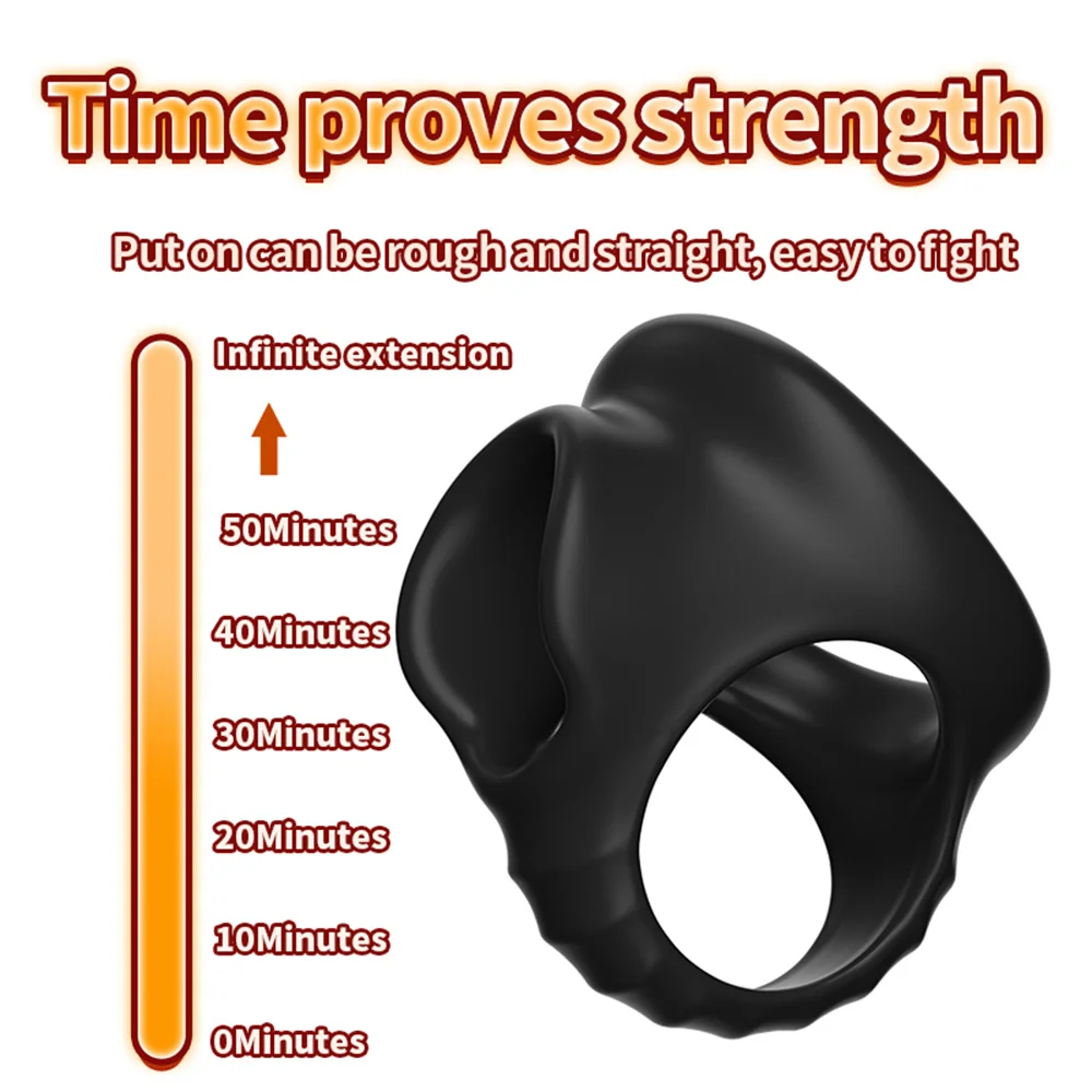 Silicone Delay Ejaculation Cock Ring Male Scrotum Restraint Sleeve Penis Erection Enlargement Sex Toy For Men 18+ Ball Stretcher - view 3
