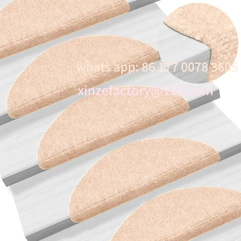 

Customizable Self-adhesive Stair Mats 15 pcs 56x17x3 cm CreamStair Carpets Home Furnishings Anti-Slip Carpets