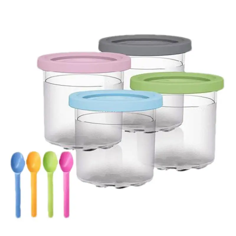 

Ice Cream Pint Container Reusable 4pcs Pint Storage Containers With Spoons For Ice Cream Milkshakes Desserts Home Kitchen Supply