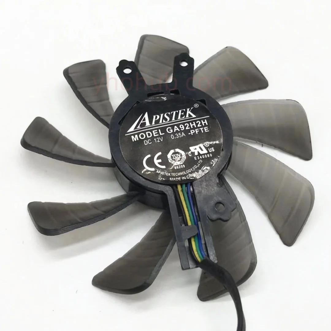 

APISTEK GA92H2H DC 12V 0.35A Dia. 85mm C.T.C 49x46x16mm 4-Wire Graphics Fan