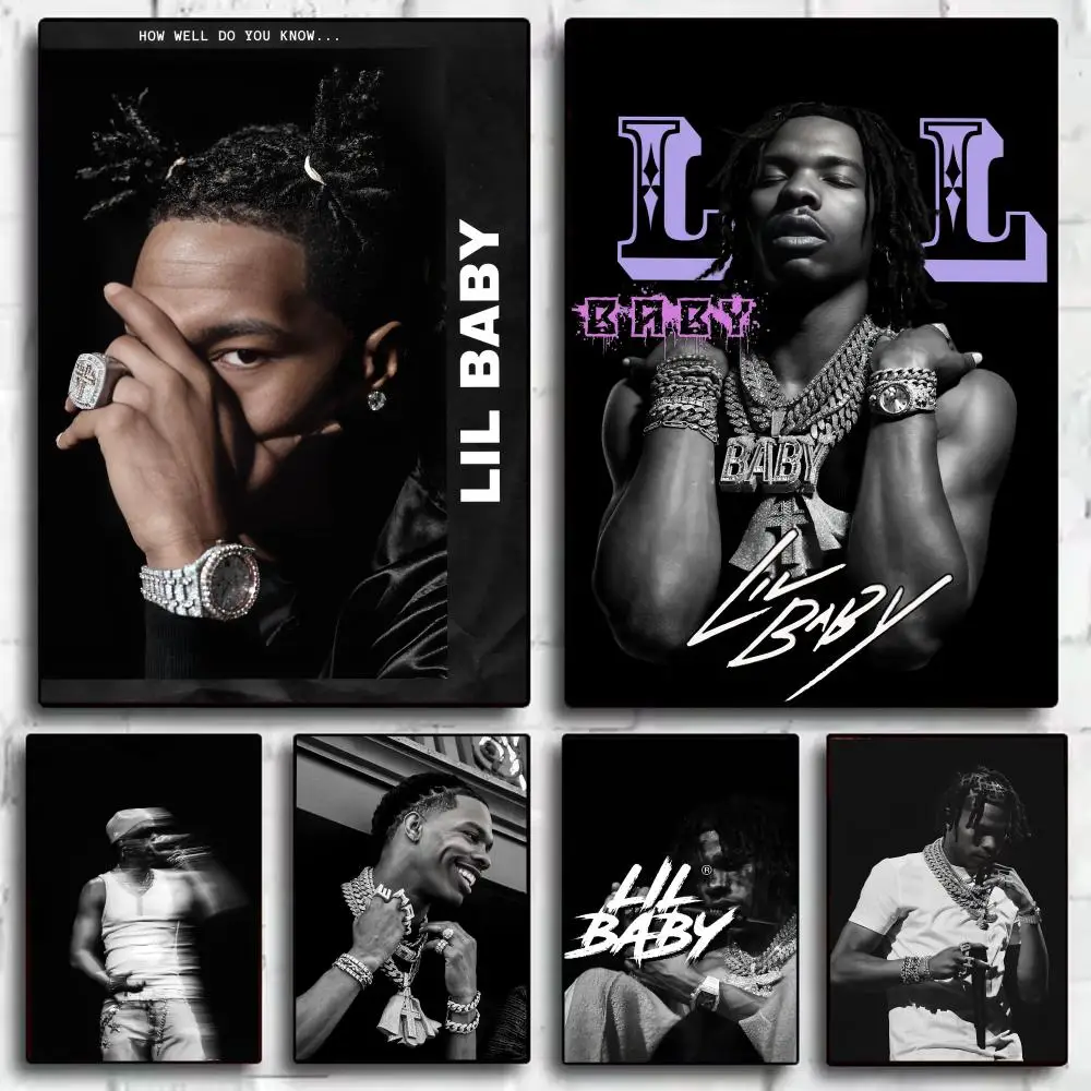

L-Lil BabyS Rapper Singer Poster Home Living Bed Room Bar Hallway Sticky Wall Art Printing Waterproof Aesthetic Decor