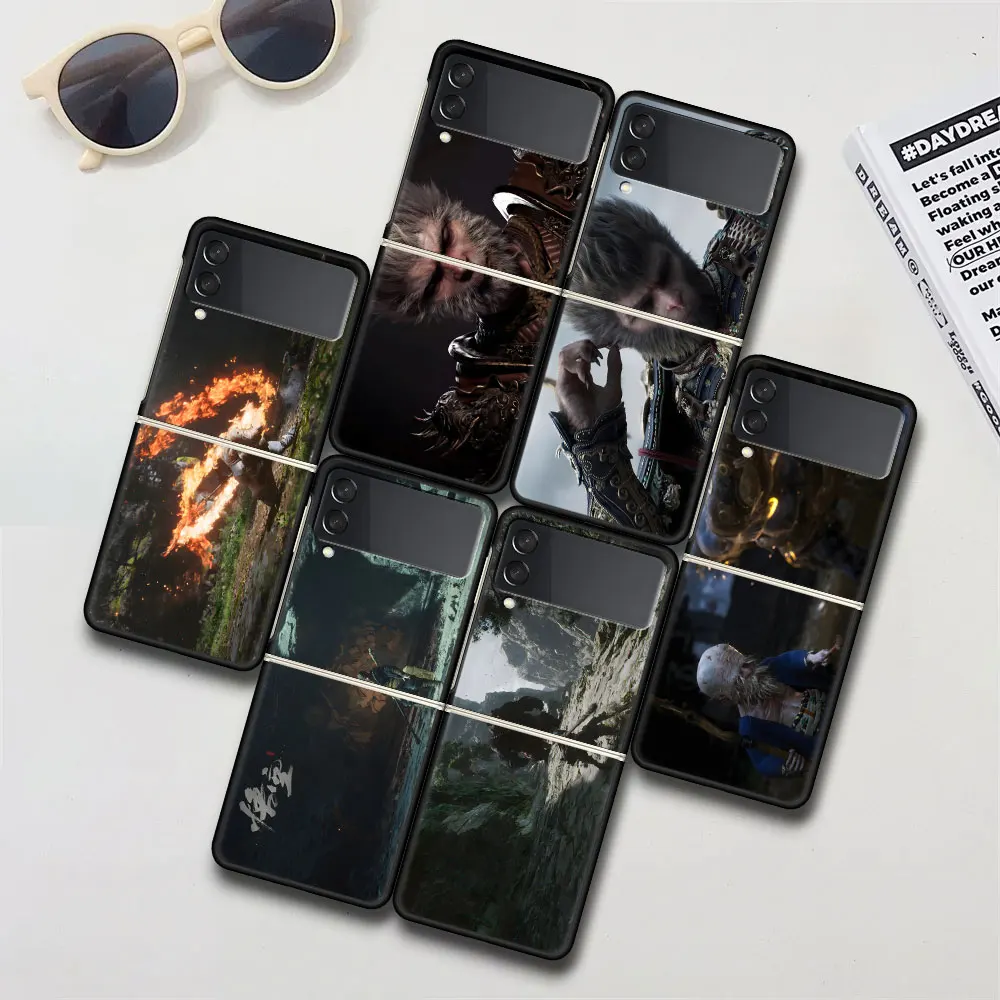 Wukong Black Myth Game Case for Samsung Galaxy Z Flip 4 3 5G Black Hard Fundas Capas Flip4 Flip3 PC Phone Cover Zflip4 Zflip3