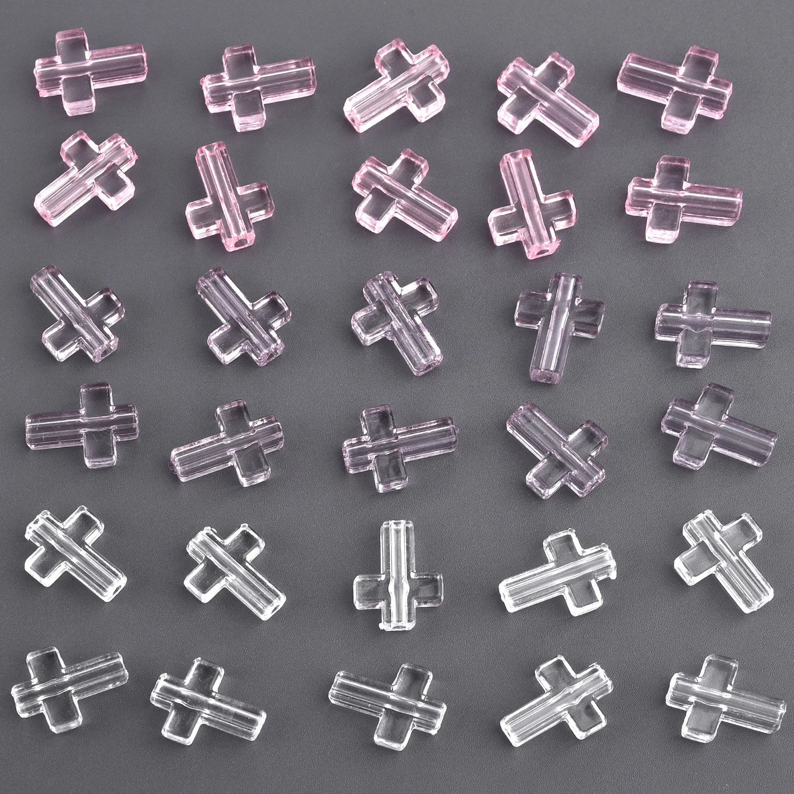 10Pcs/Bag 12x16mm Transparent Acrylic Cross Pendant Jewelry Loose Spacer Beads For Making DIY Earrings Bracelets Accessories