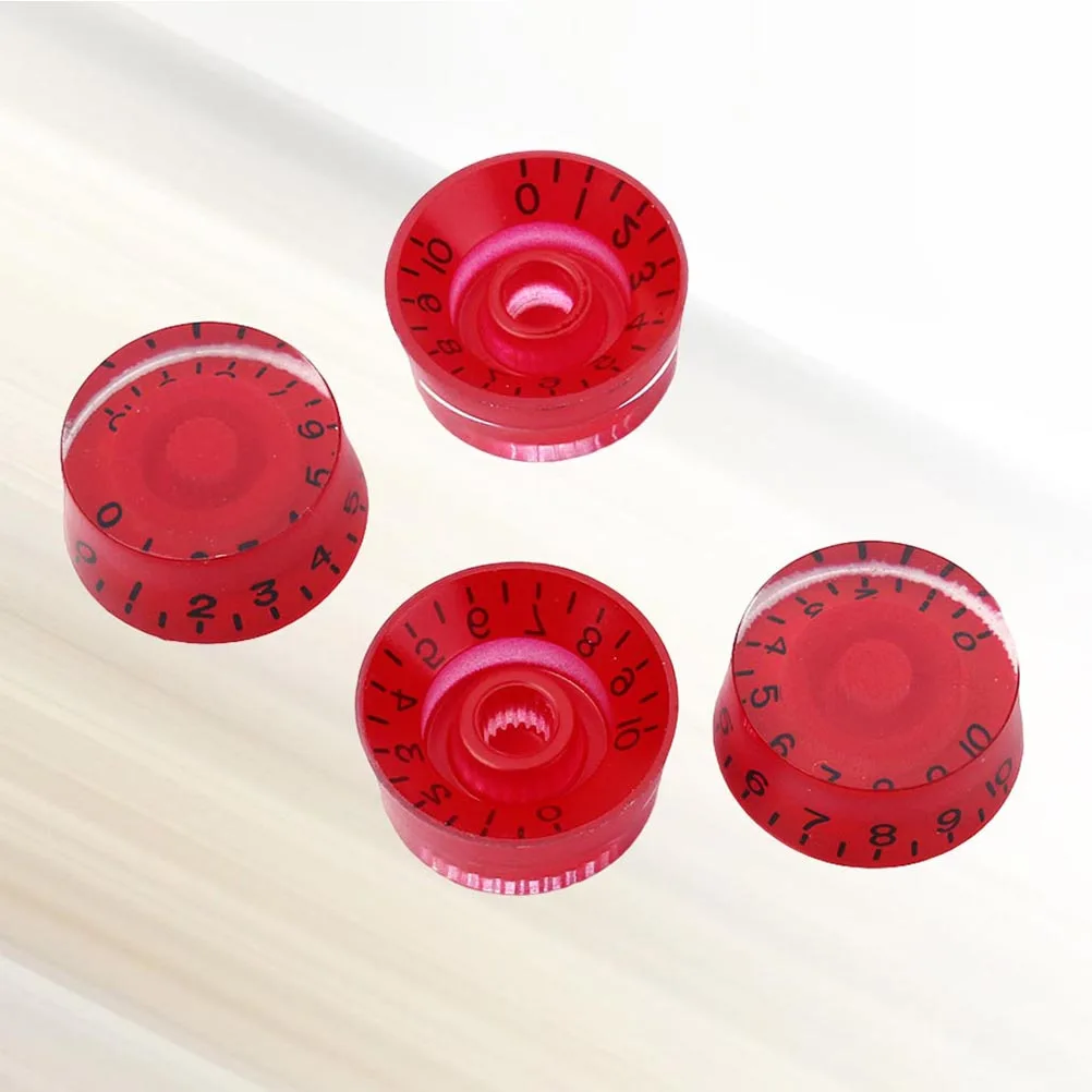 

4Pcs Guitar Control Knobs Set Premium Plastic Volume Tone Speed Caps Electric Guitar Parts Replacement Durable Red