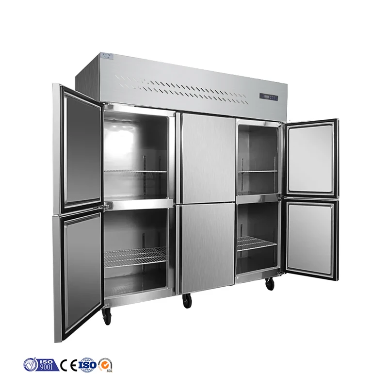 

6-дверный холодильник с морозильной камерой из нержавеющей стали, 1465 л, промышленный вертикальный холодильник, холодильник