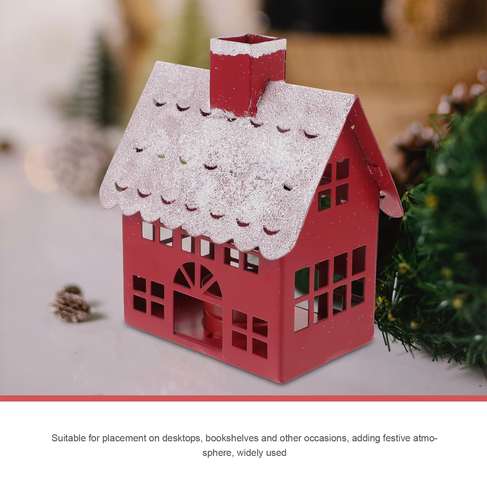 

Metal Christmas House Desktop Decoration Exquisite Ironwork Holder Design Perfect for Christmas Birthday Wedding