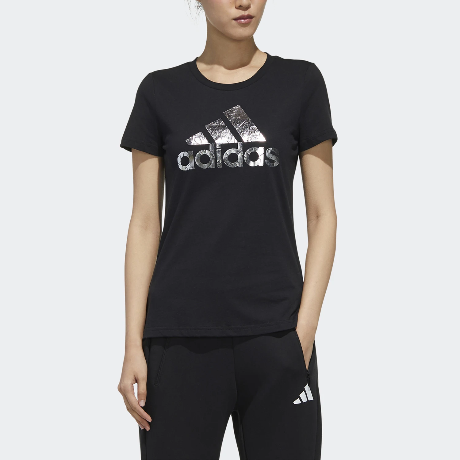 Adidas genuine summer women's round neck sports casual short sleeved T-shirt FM9294