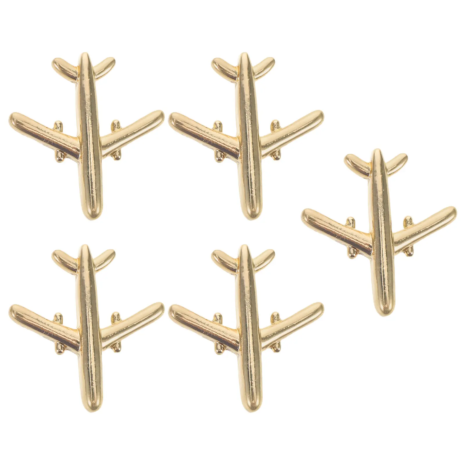 5Pcs Airplane Brooch Pins Metal Aircraft Lapel Pin Flight Attendant Badge Backpack Shirt Accessories Aviation Jewelry Gifts