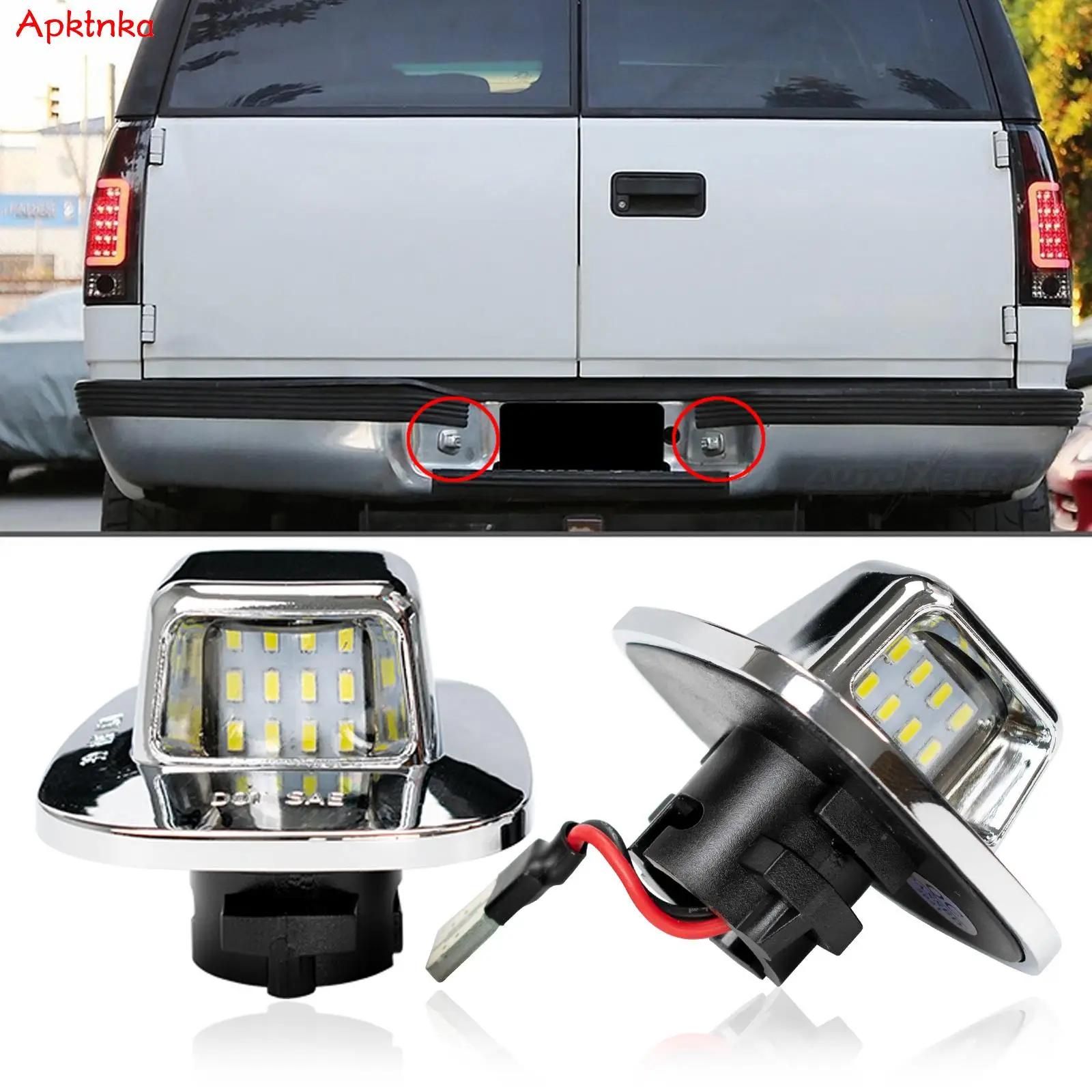 LED światło do tablicy rejestracyjnej montowanie lampy dla Chevy C/K1500 2500 35001988-1999 czarna obudowa 6000K biały ciężarówka typu Pickup 2 paczka