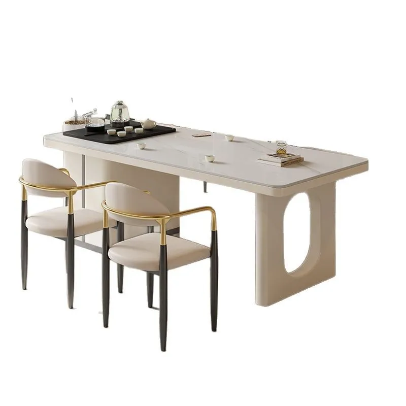 

Light luxury rock slab tea table and chair combination modern simple home