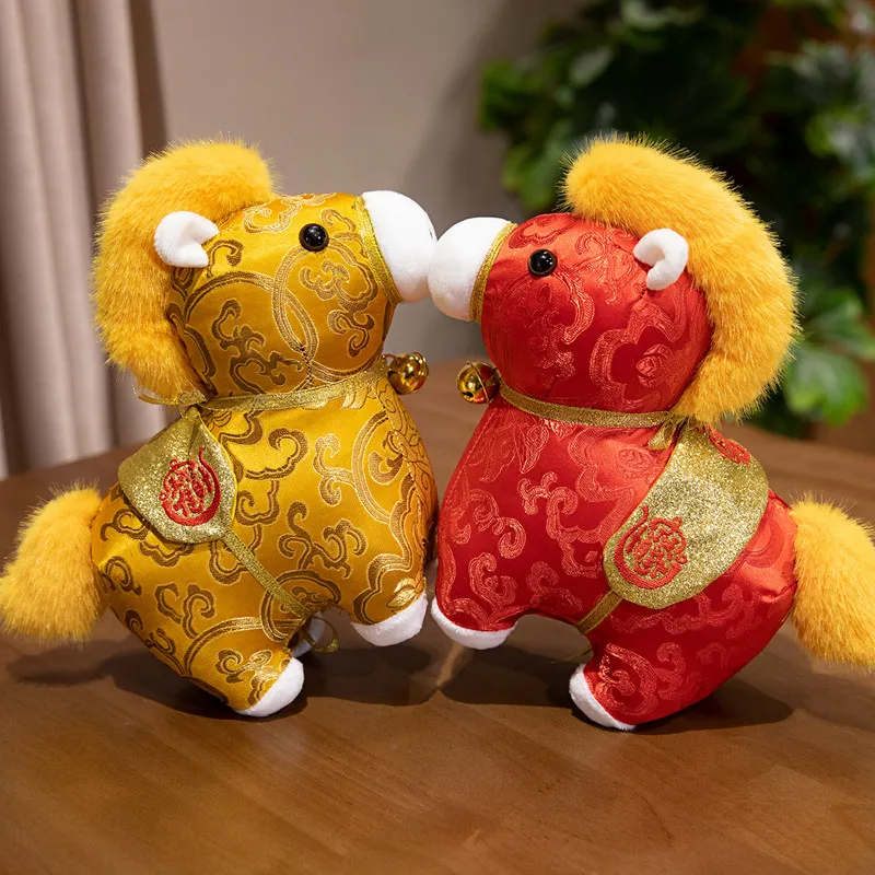 ﻿ 23cm Exquisite Pony Toy Cozy Embroidery Fabrics Horse Doll Multiple Colors Lucky Standing Posture Horse New Year Mascot Gift