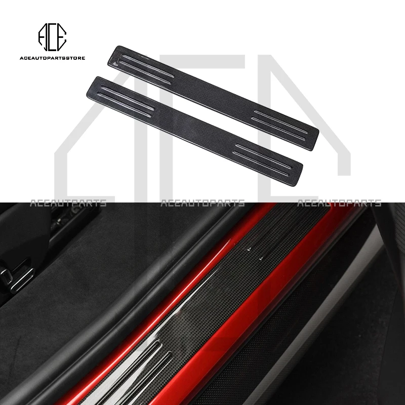 2 Pcs/Set High Quality Dry Carbon Fiber Welcome pedals door sills For Ferrari-296 GTB OEM Style Welcome pedal Door decoration