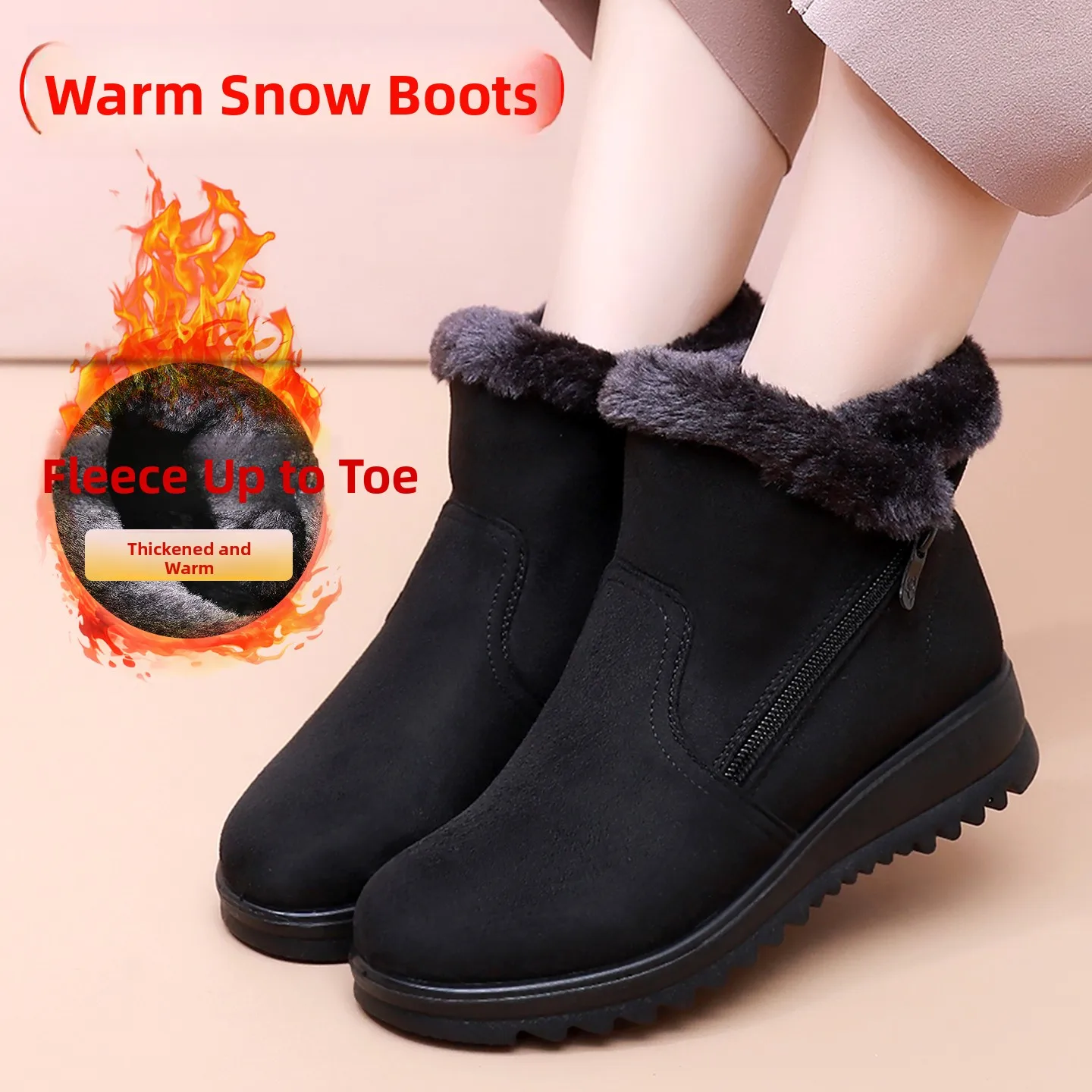 

New Women's Cotton oes Winter Fce Anti-slip Warm Old Beijing Mom's Snow Boots ort Tube Waterproof Platform Daily Wear