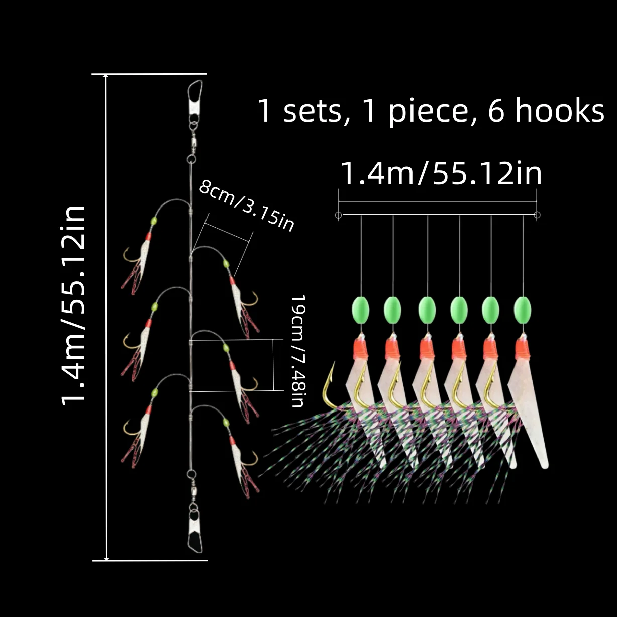 Kit de linha de pesca luminosa com anzol minnow para pesca_voghion.com