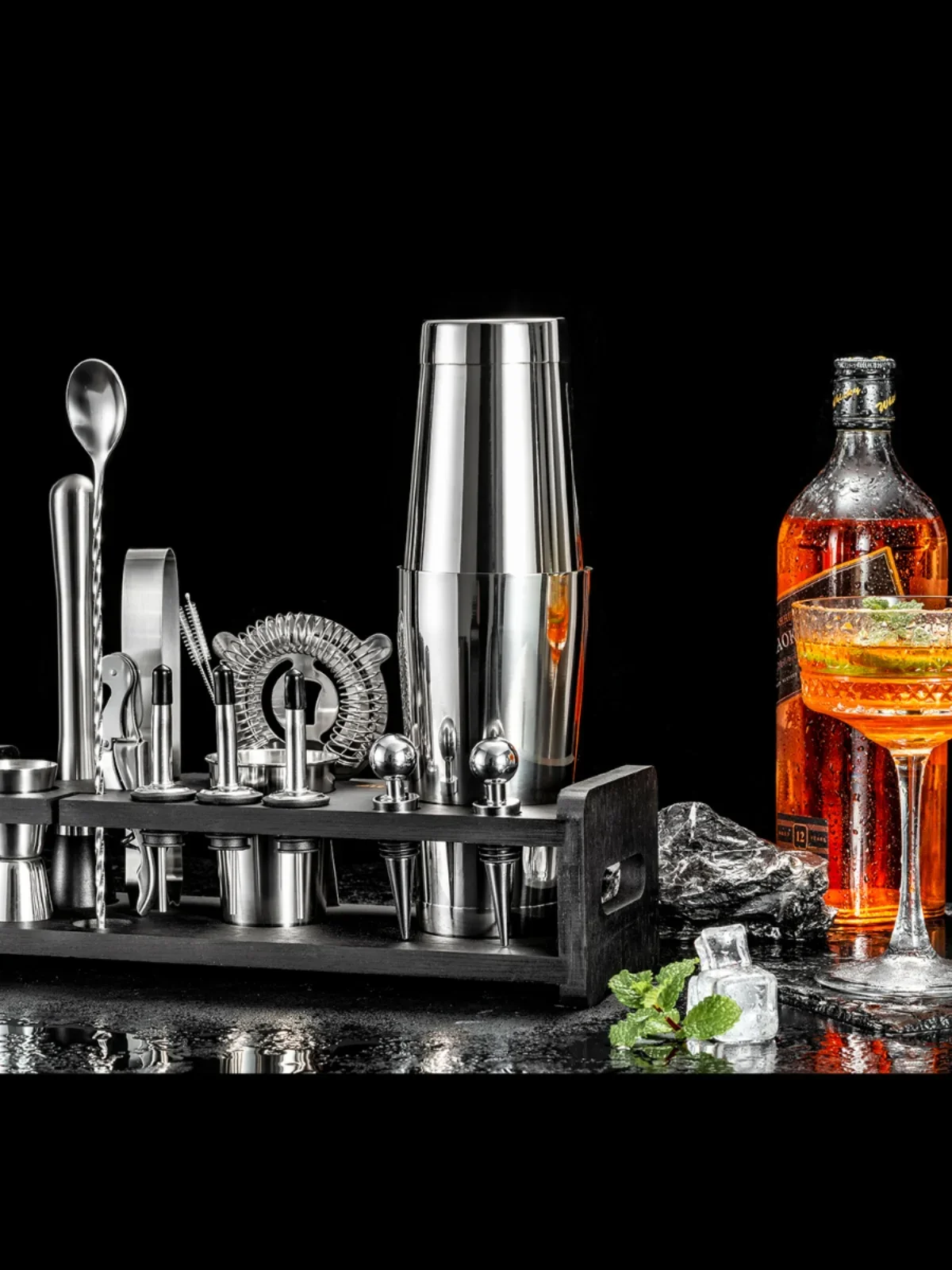 

304 stainless steel bartender snow jug American bartender with shelf bartending tool set