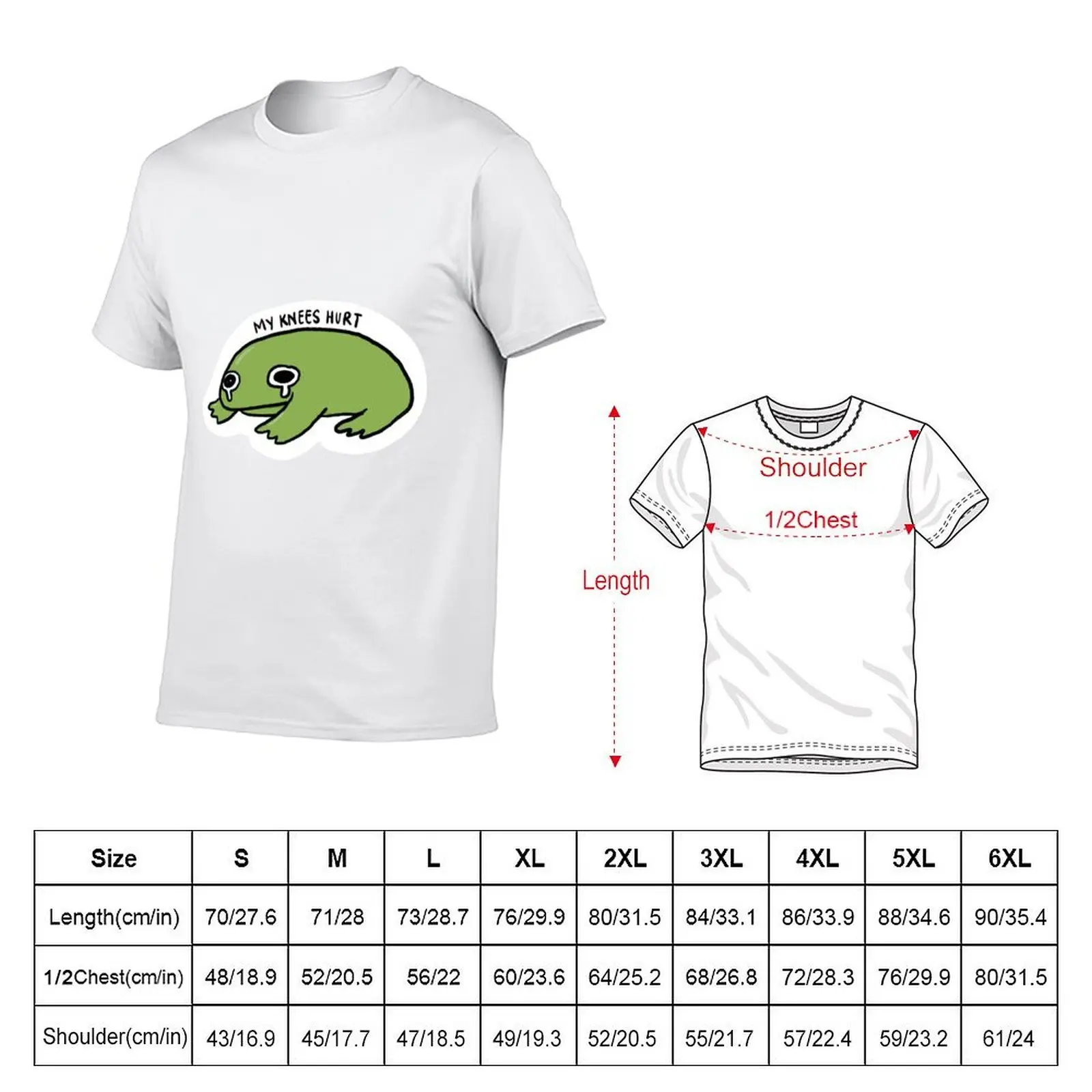 My Knees Hurts | Crying Green Frog T-Shirt cotton man t-shirts Funny t-shirts tee shirts for men