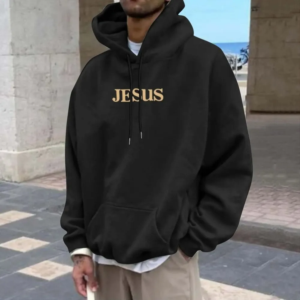 Felpa con cappuccio Gesù Felpe con cappuccio cristiane da uomo Faith God Letter Felpe con cappuccio comode e casual a maniche lunghe stampate grafiche