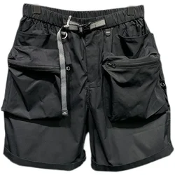 Short cargo surdimensionné taille haute pour hommes, pantalon court multi-poches, vêtements de survêtement d'entraînement de fitness, streetwear noir coréen, été