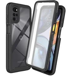 for Moto E32 Shockproof Clear Case Built in Screen Protector Full Body Rugged Defender Cover for Motorola G22 Case,E32S,G52 Case