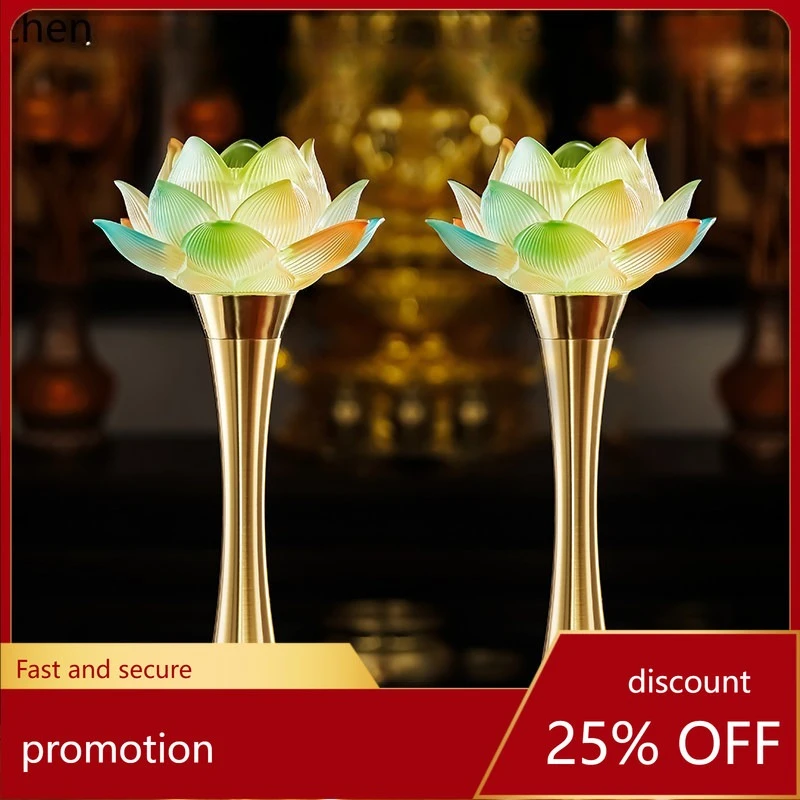 Cz pure copper glazed lotus ornaments colorful buddha altar ornaments guanyin bodhisattva temple long-lasting ornaments